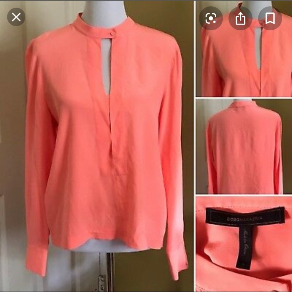 BCBG Clement Silk Blouse S